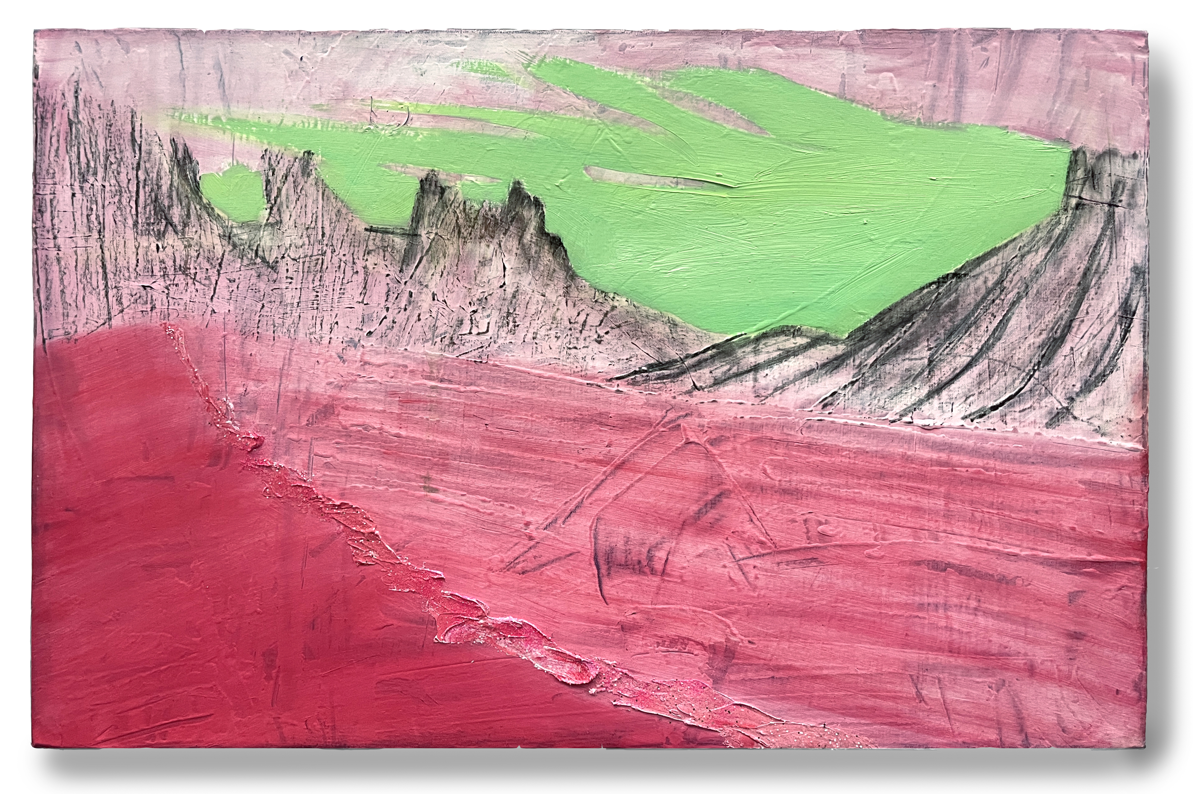 What You Dune_, 18x28_, oil, charcoal, glitter and cold wax on canvas, 2026, AVAILABLE